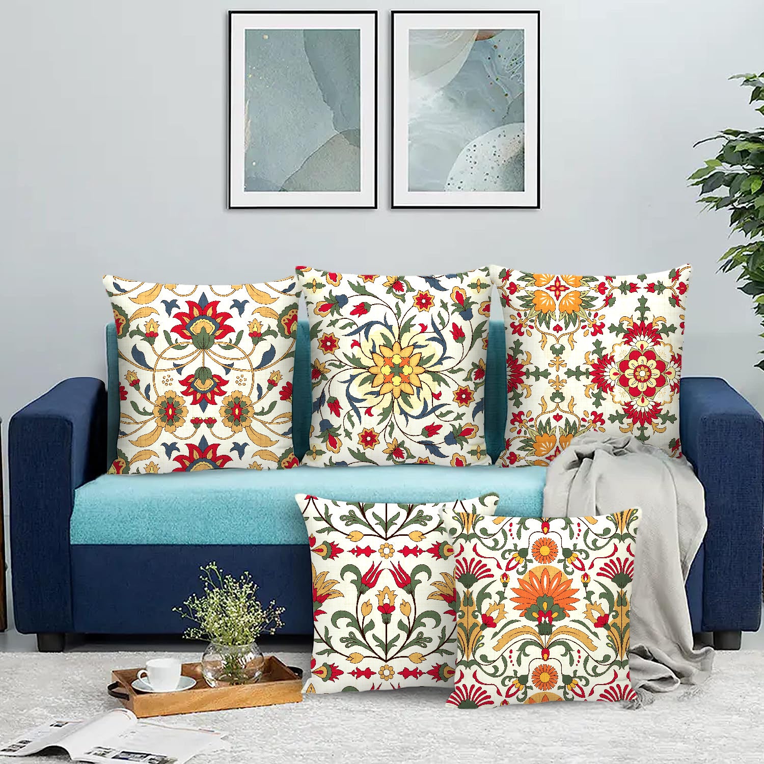 Ethnic Art Printed Cushion Cover | Set Of 5