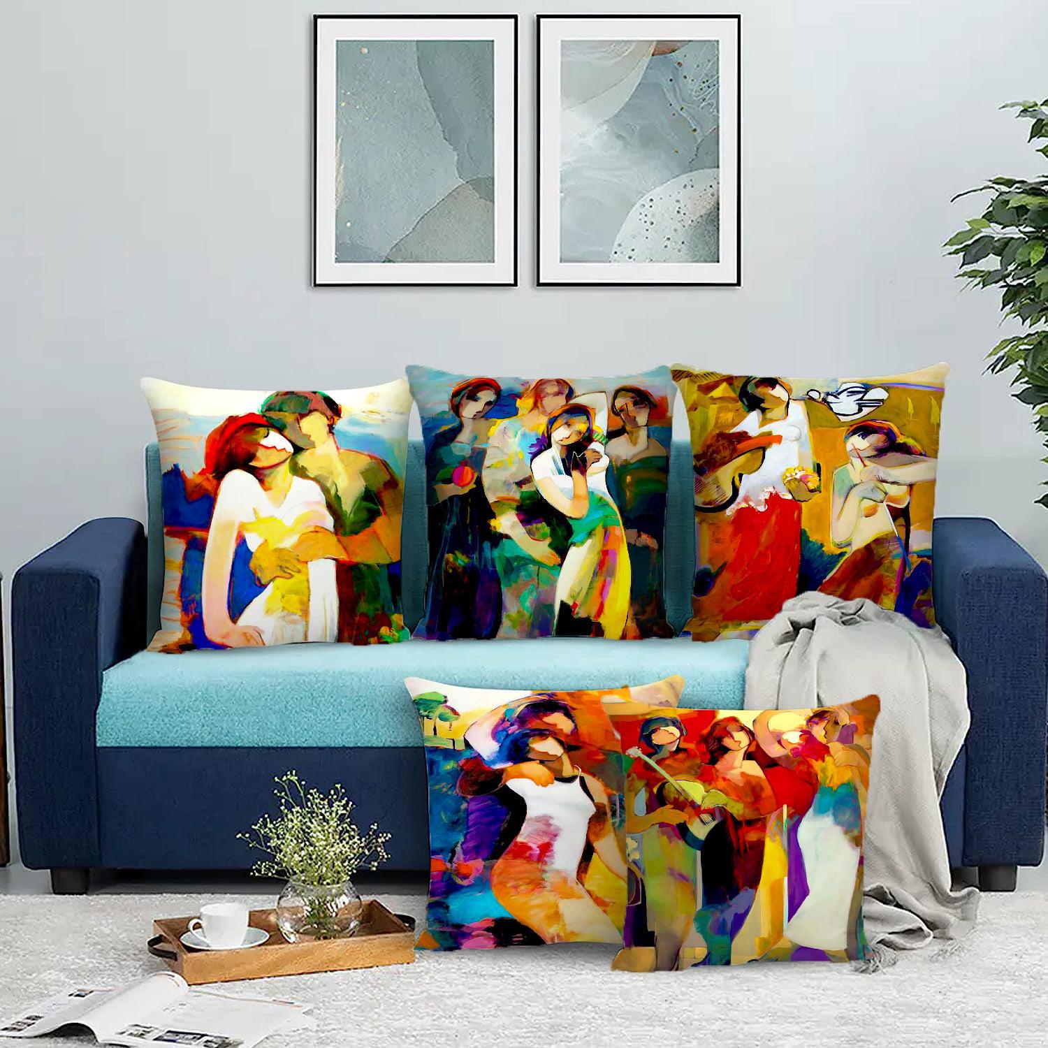 Picasso Printed Cushion Cover | Set Of 5