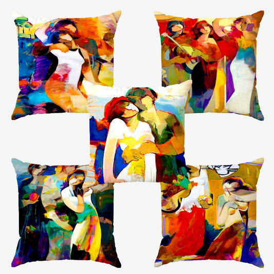 Picasso Printed Cushion Cover | Set Of 5