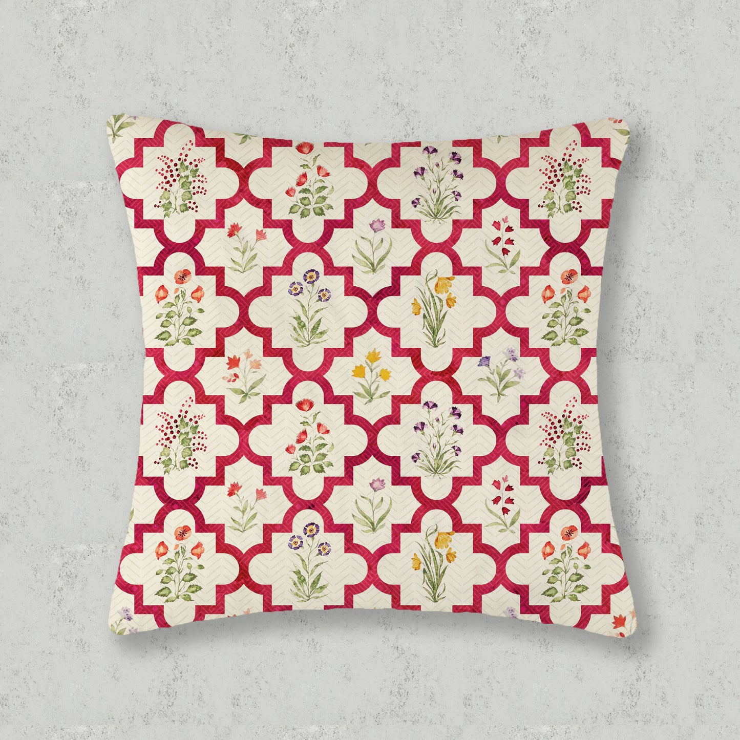 Fusion Floral & Jharokha Printed Cushion Cover Set of 5