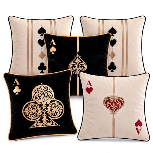 Casino Royale Velvet Cushion Cover (Set of 5), 16"x16"