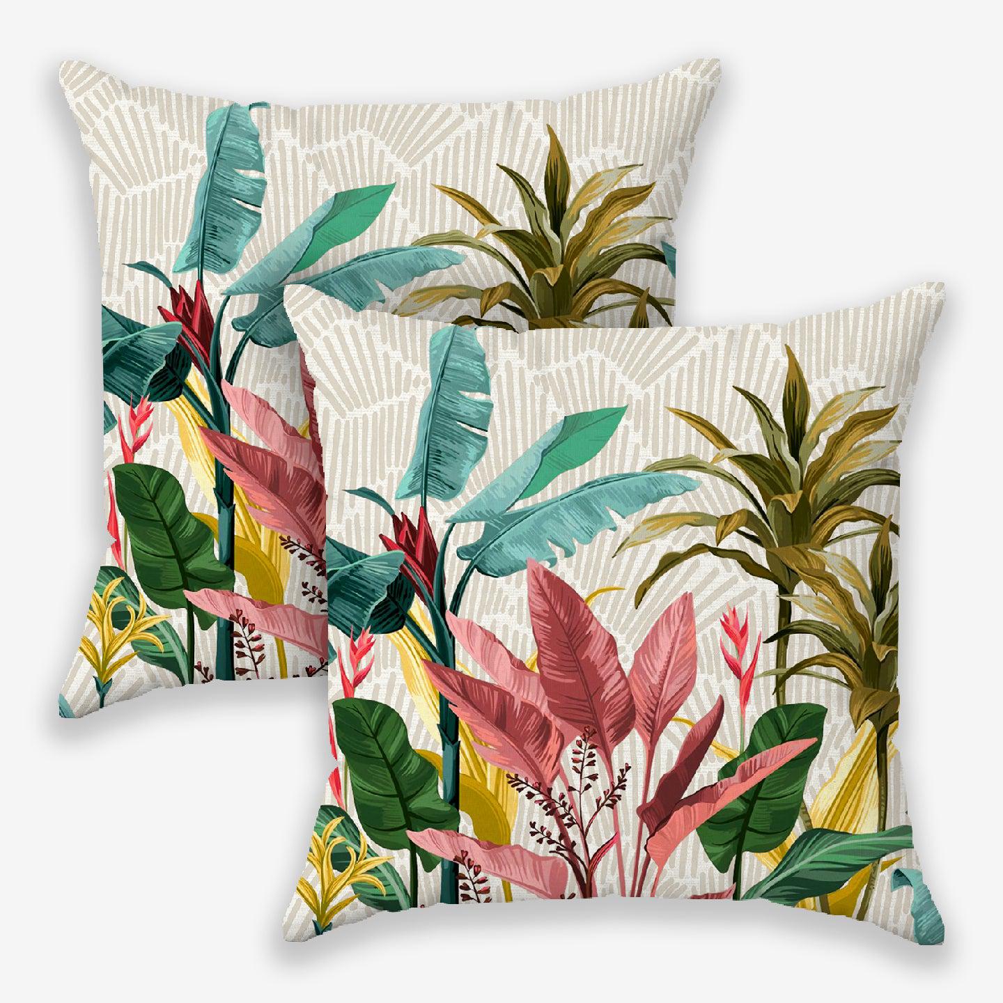 Hawaii Tropical Floral Printed Cushion Cover | Set Of 2