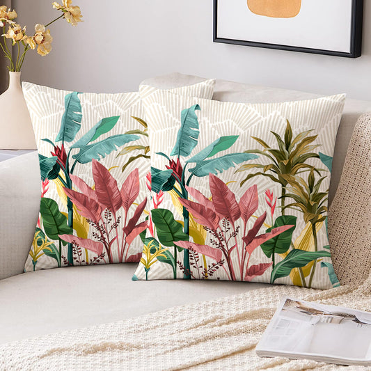Hawaii Tropical Floral Printed Cushion Cover | Set Of 2