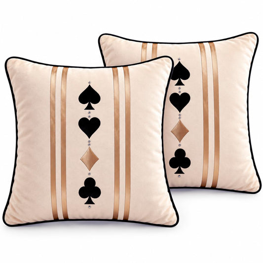 Four Suits Royale Striped Velvet Cushion Cover (Set of 2) 16"x16"