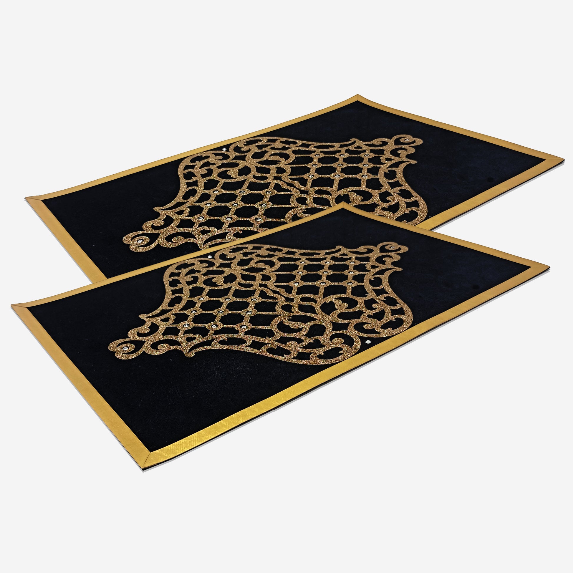 Andaaz Decorative Table Placemat | Set Of 2 | Black