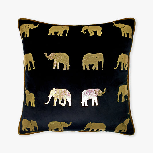 Mammoth Foiled Playful Elephants Animal Cushion Cover