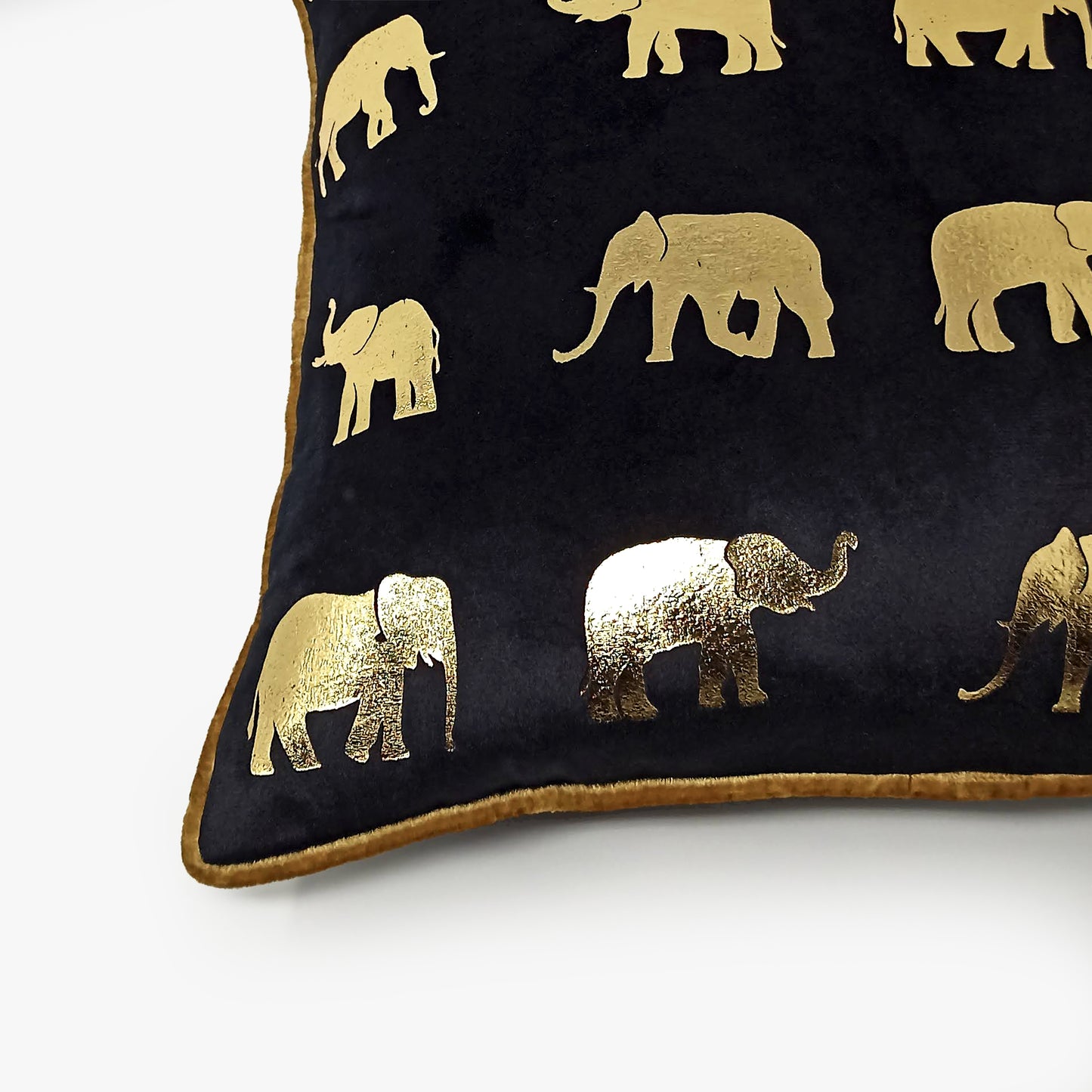 Mammoth Foiled Playful Elephants Animal Cushion Cover