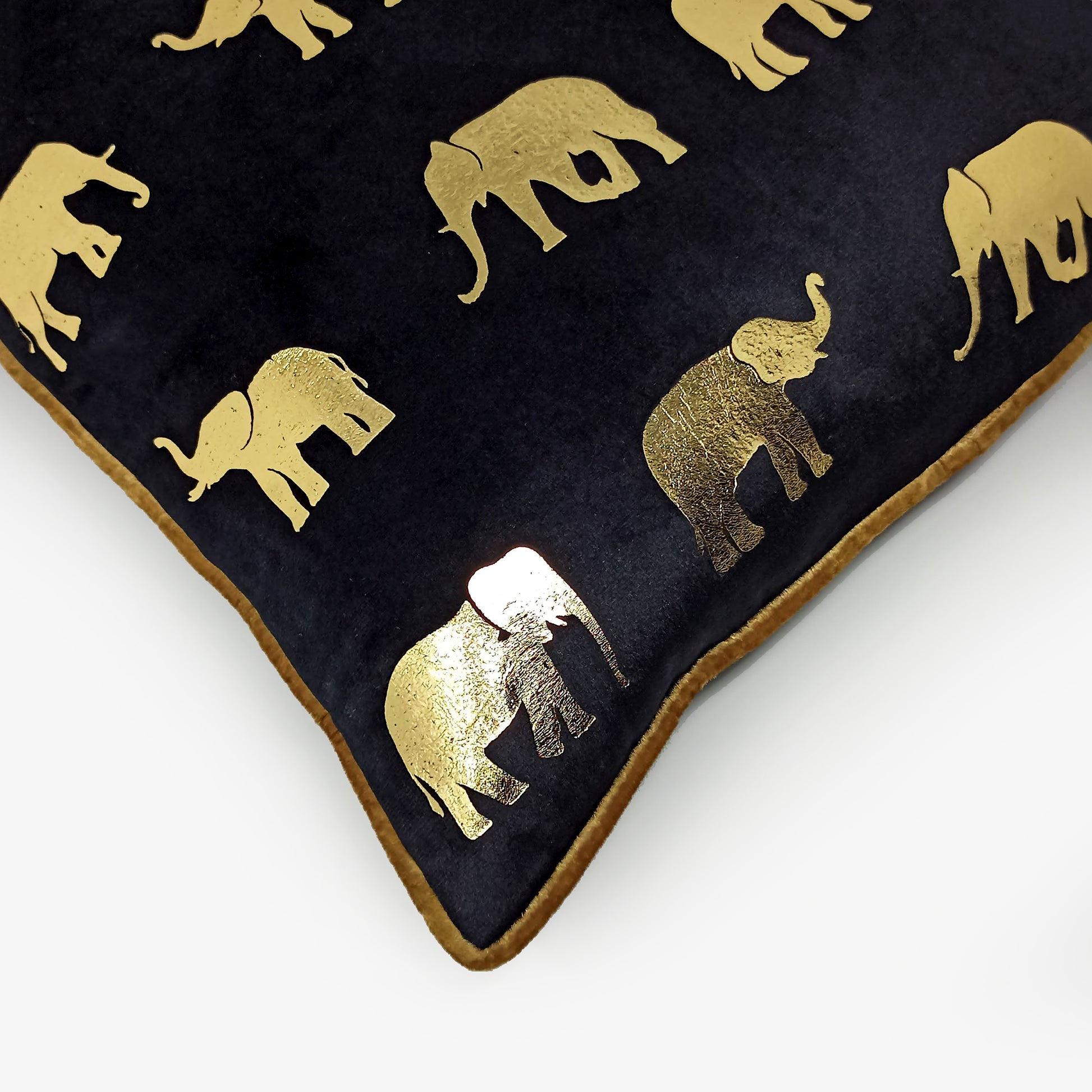 Mammoth Foiled Playful Elephants Animal Cushion Cover