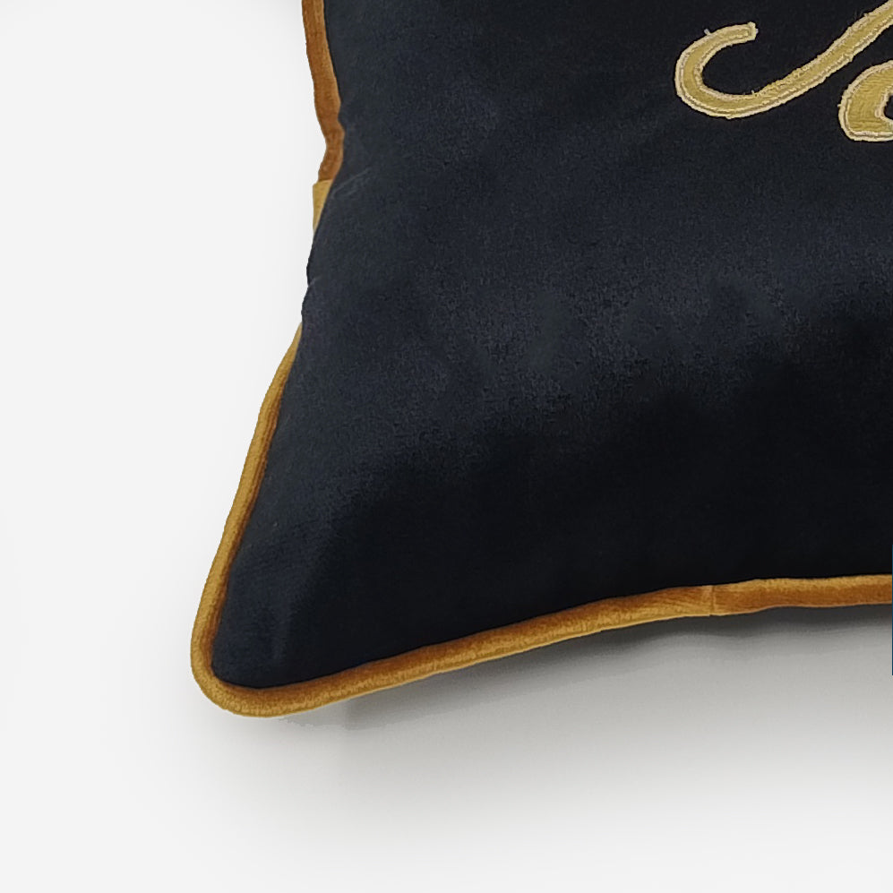 Catamount - Black Velvet & Gold Panther Lumbar Cushion Cover