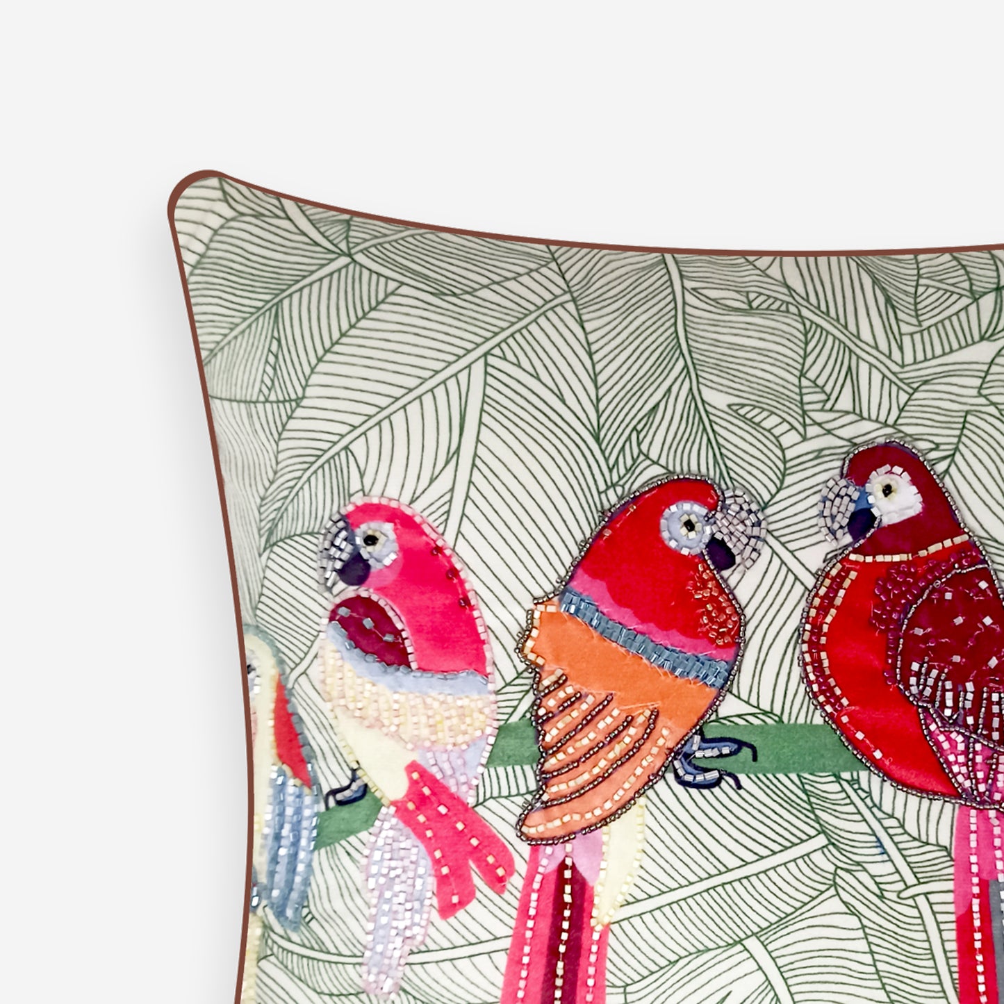 Macaw Beaded Parrots Cushion Cover