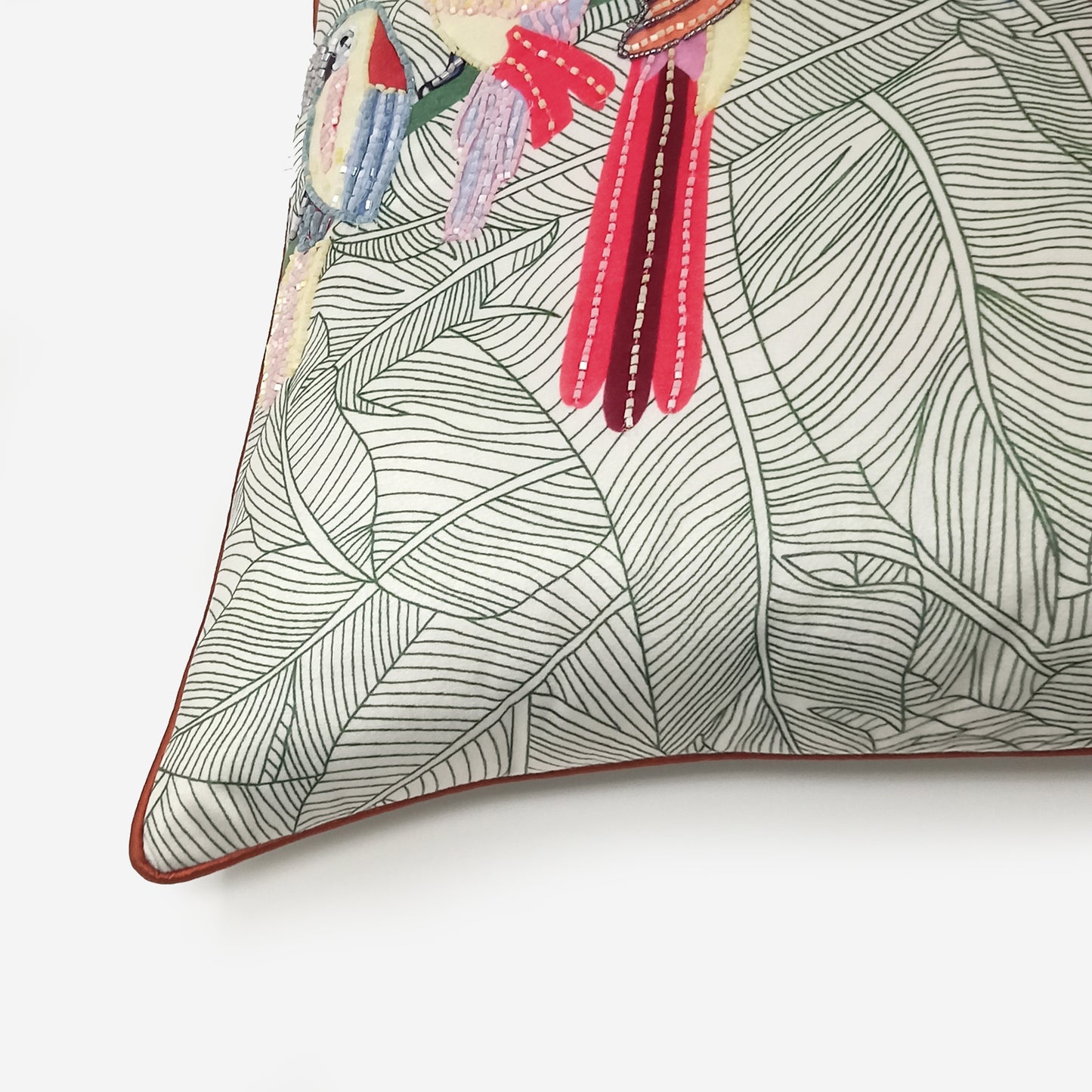 Macaw Beaded Parrots Cushion Cover