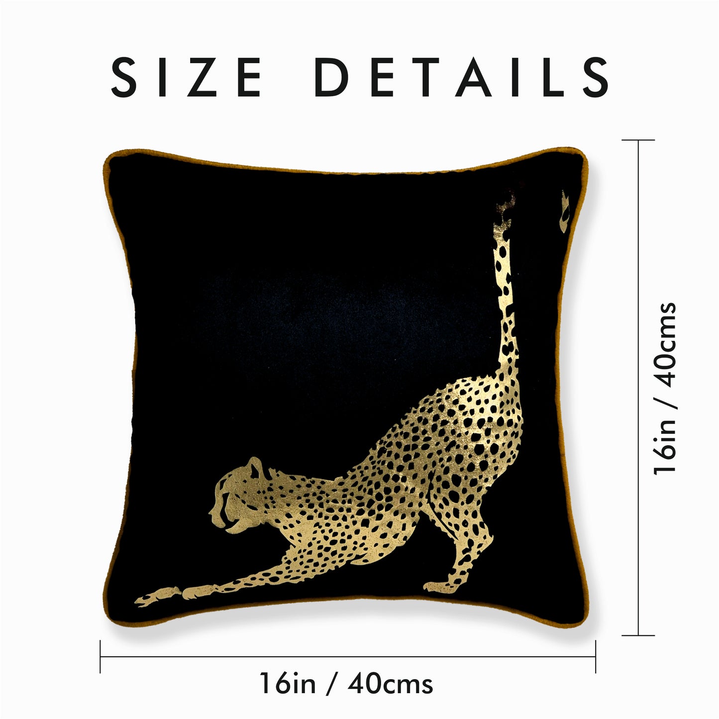 Nigeria - Black Velvet & Metallic Cheetah Cushion Covers | Set of 2