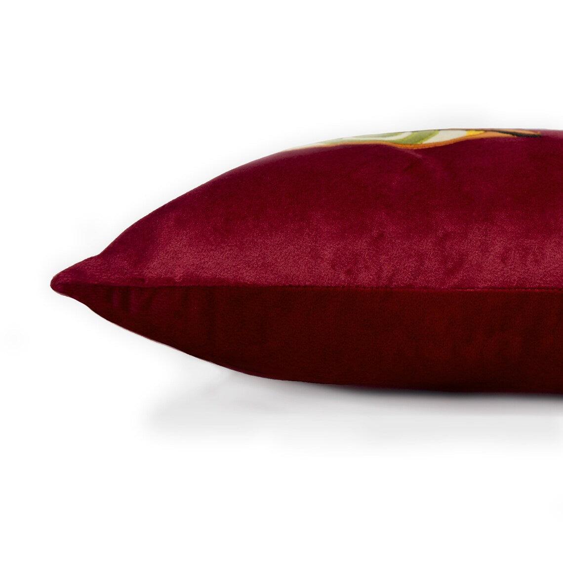 Swayambhu Decorative Velvet Embroidered Pillow Cover