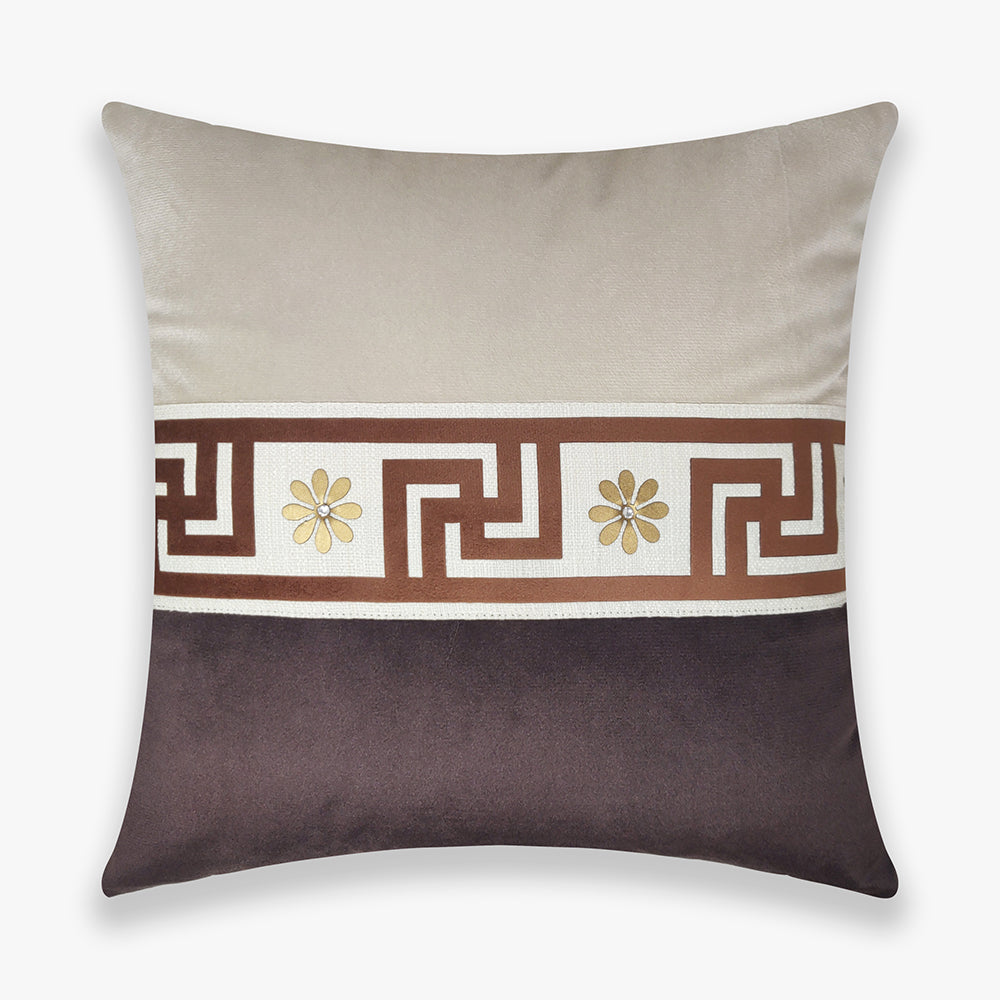 Modern Greek Border Color Block Cushion Cover, 16x16 inch
