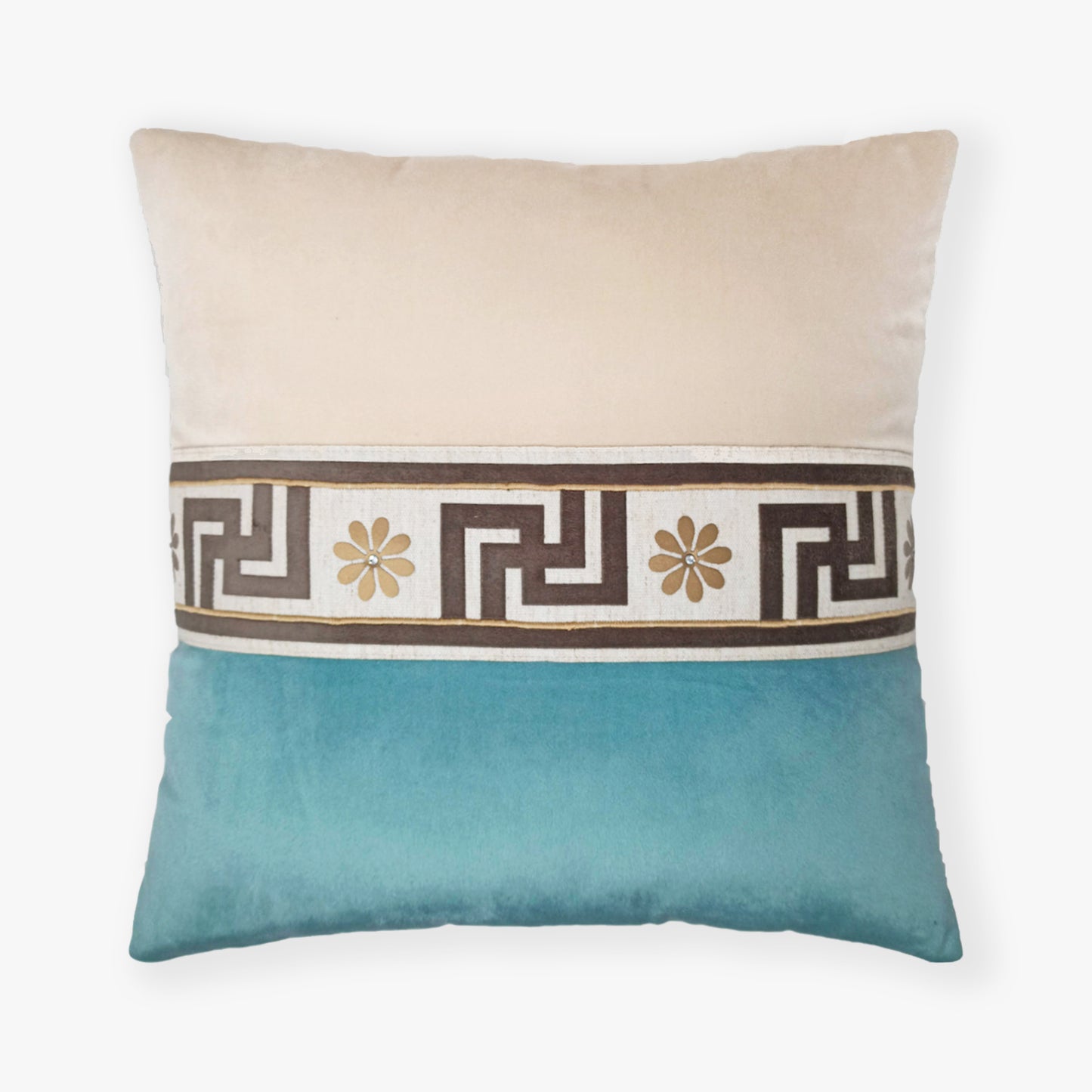 Aristotle Greek Key Border Cushion Cover