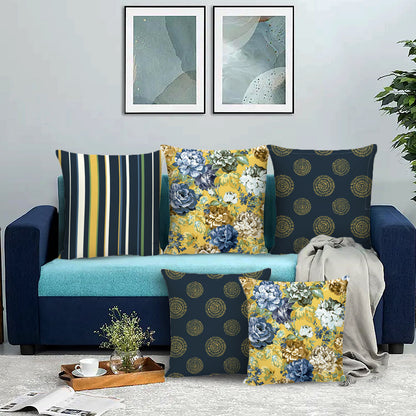 Hyacinths Floral Printed Cushion Covers Set of 5