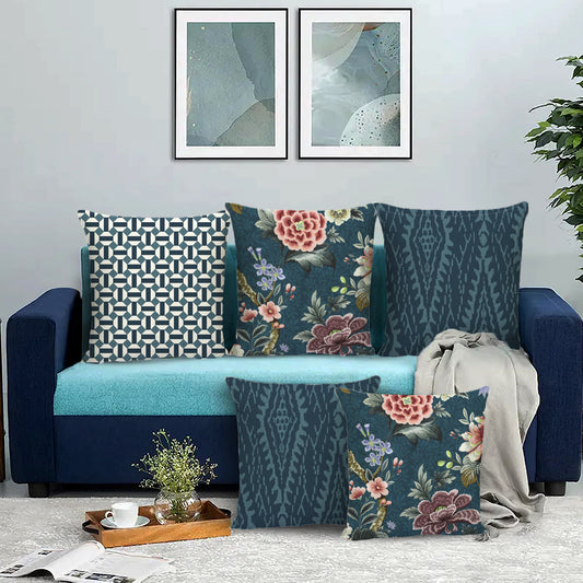 Strelitzia Floral Printed Cushion Covers Set of 5