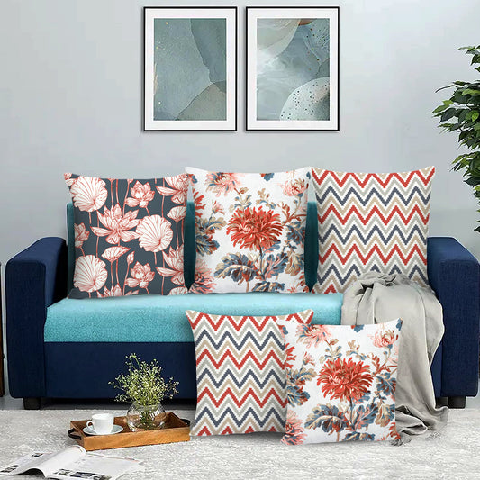 Calla Floral Printed Cushion Covers Set of 5