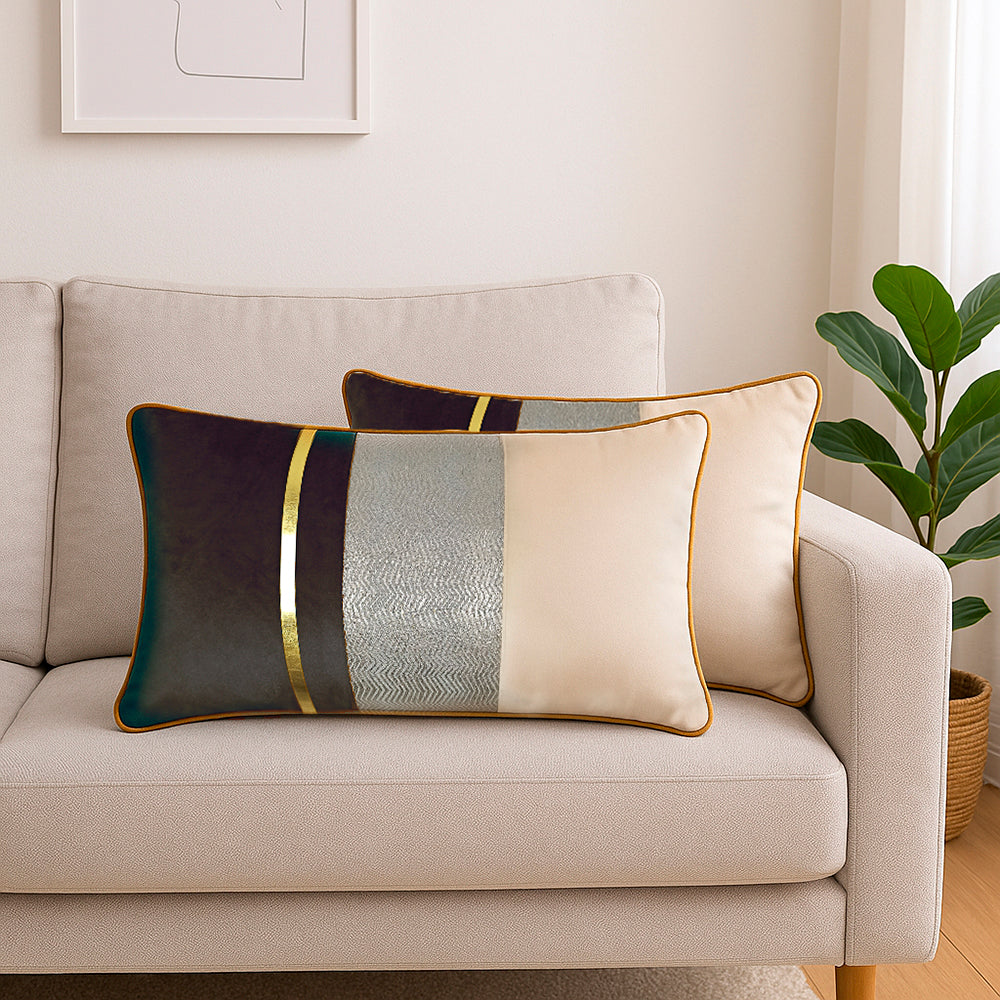 Striped Color-Block Cushion Cover