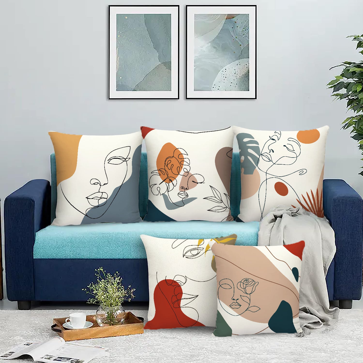 Minima Boho Printed Cushion Cover | Set Of 5