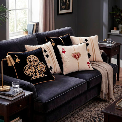 Casino Royale Velvet Cushion Cover (Set of 5), 16"x16"