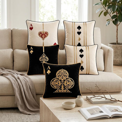 Casino Royale Velvet Cushion Cover (Set of 5), 16"x16"