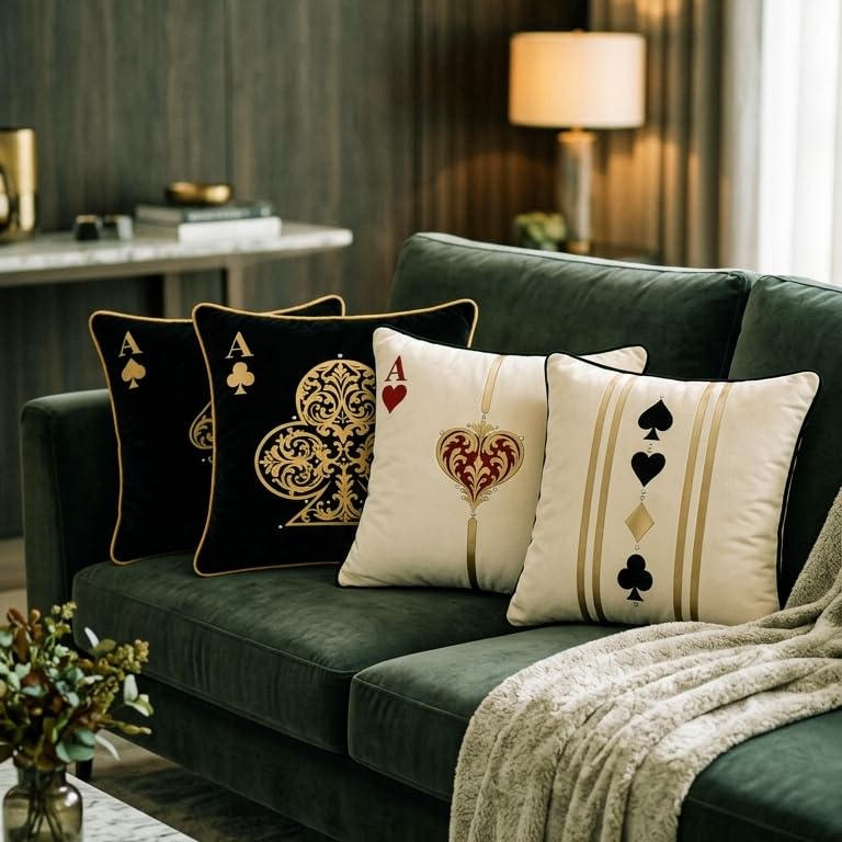 Casino Royale Velvet Cushion Cover (Set of 5), 16"x16"
