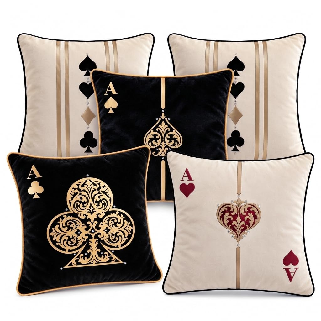 Casino Royale Velvet Cushion Cover (Set of 5), 16"x16"