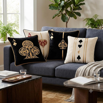 Casino Royale Velvet Cushion Cover (Set of 5), 16"x16"