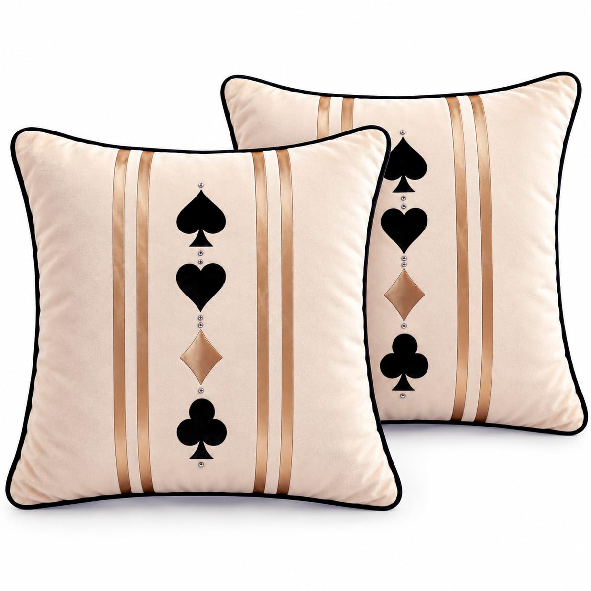 Four Suits Royale Striped Velvet Cushion Cover (Set of 2) 16"x16"
