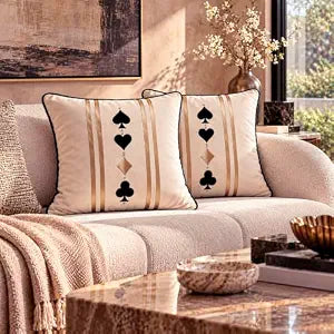Four Suits Royale Striped Velvet Cushion Cover (Set of 2) 16"x16"