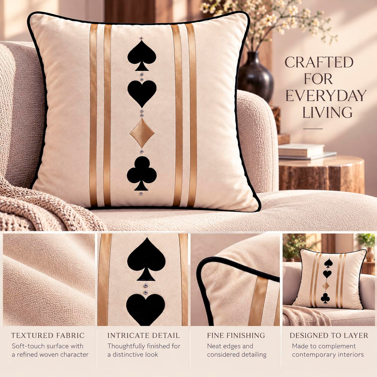 Four Suits Royale Striped Velvet Cushion Cover (Set of 2) 16"x16"