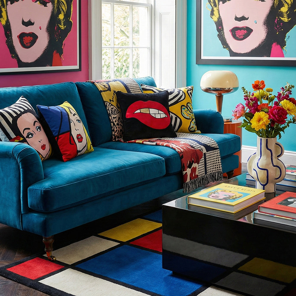 Black Velvet & Appliqué 'Biting Lips' Cushion Cover