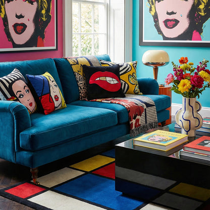 Black Velvet & Appliqué 'Biting Lips' Cushion Cover