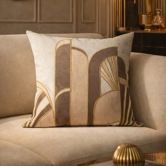 Art Deco Velvet Appliqué Cushion Cover