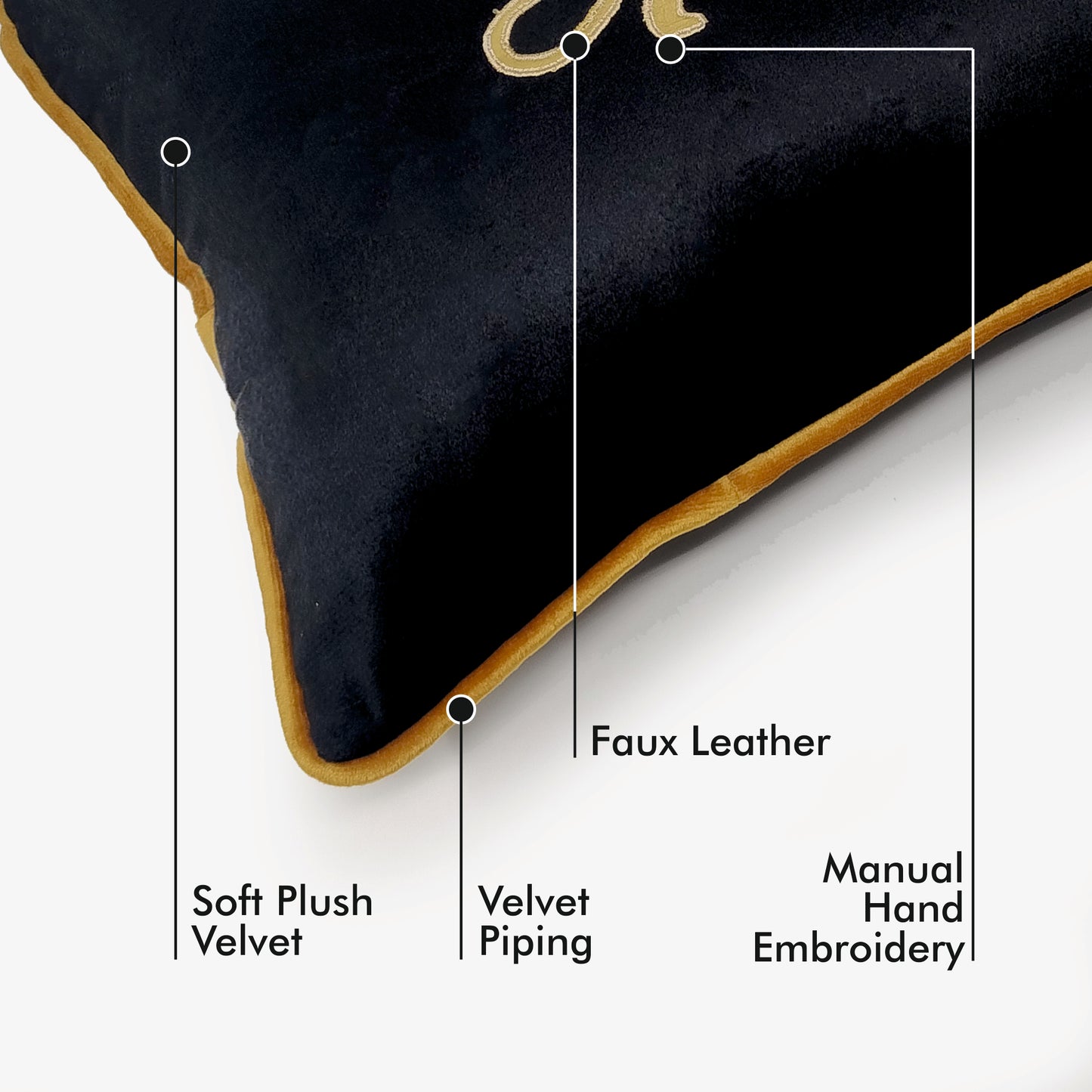 Catamount - Black Velvet & Gold Panther Lumbar Cushion Cover