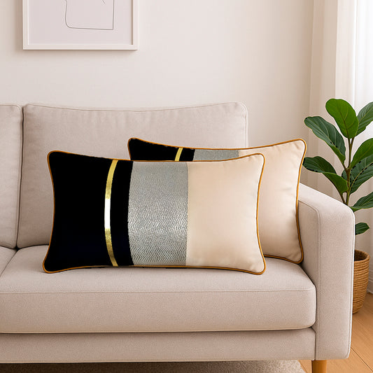 Striped Color-Block Cushion Cover