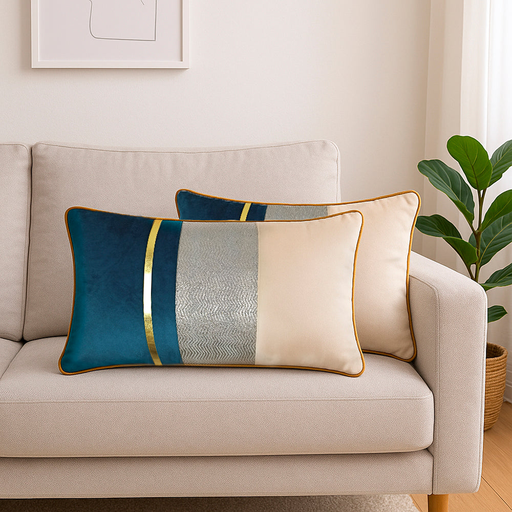 Striped Color-Block Cushion Cover
