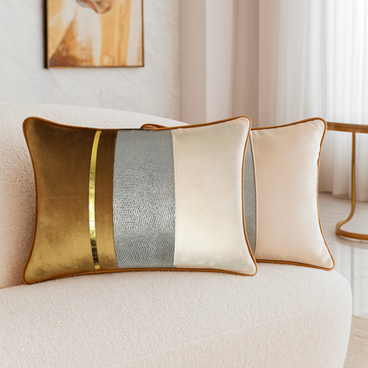 Striped Color-Block Cushion Cover