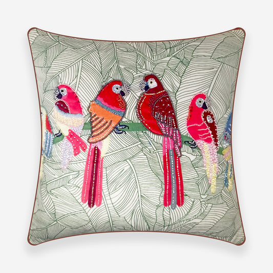 Macaw Beaded Parrots Cushion Cover