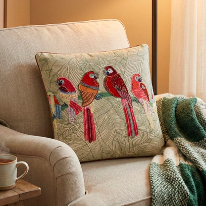 Macaw Beaded Parrots Cushion Cover
