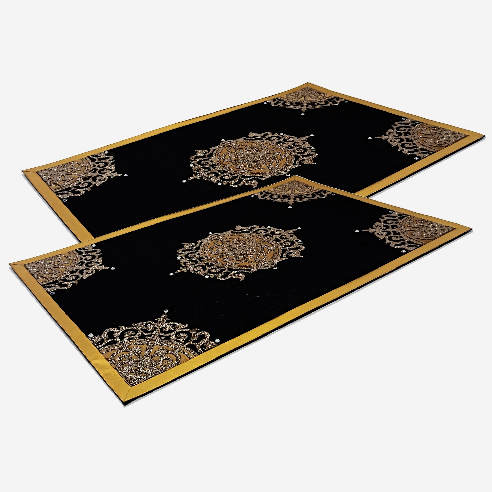 Vetican Decorative Table Placemat | Set Of 2 | Black