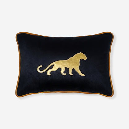 Catamount Black Gold Panther Lumbar Cushion Cover, 12x18 inch