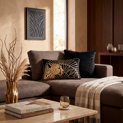 Cheetah Print Gold Foil Velvet Lumbar Cushion Cover, 12x18 inch