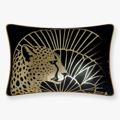 Cheetah Print Gold Foil Velvet Lumbar Cushion Cover, 12x18 inch