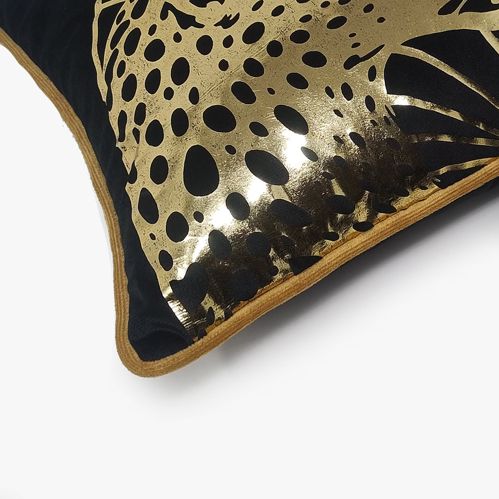Cheetah Print Gold Foil Velvet Lumbar Cushion Cover, 12x18 inch