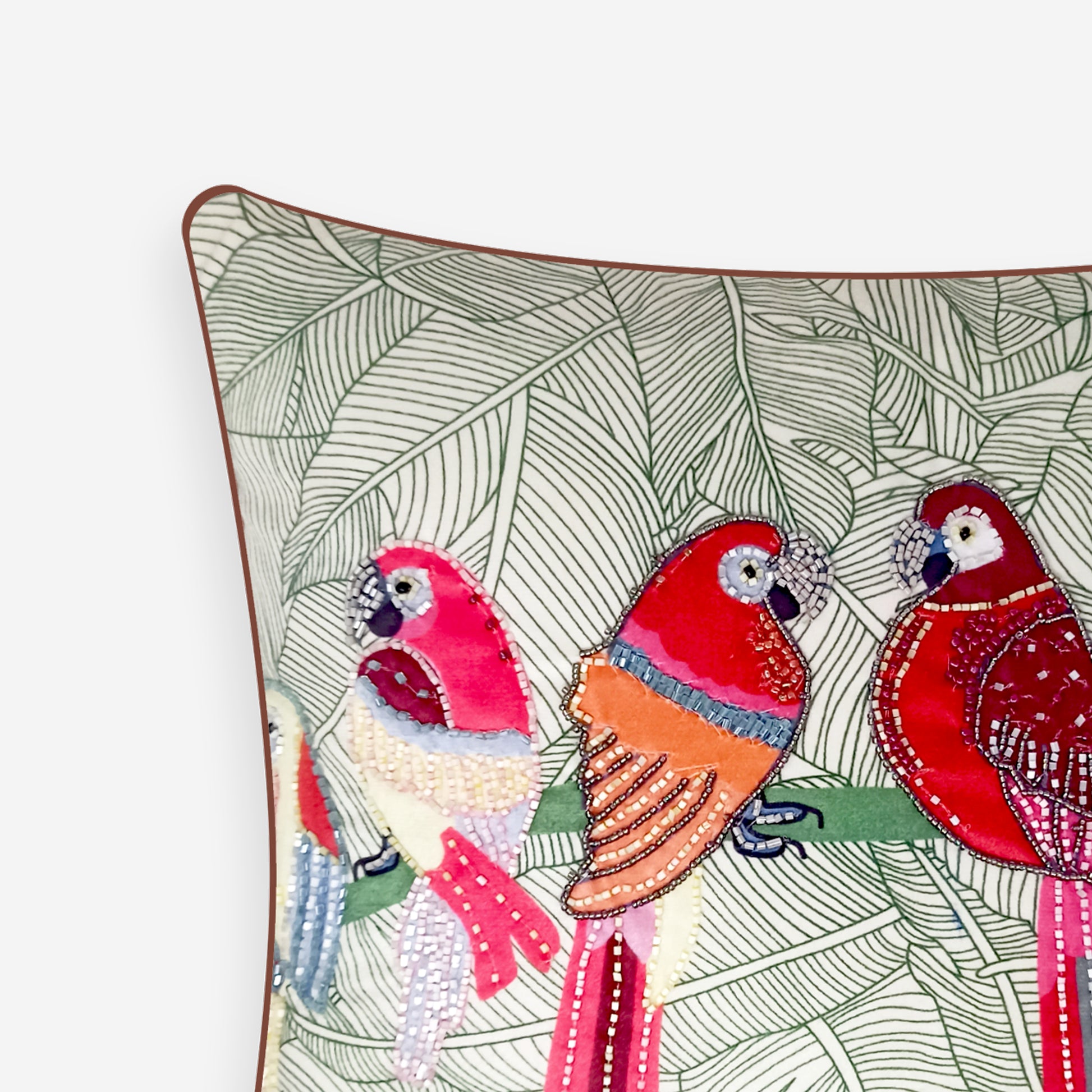 Macaw Beaded Parrots Cushion Cover