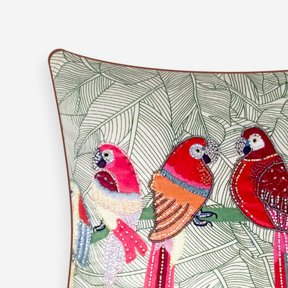 Macaw Beaded Parrots Cushion Cover