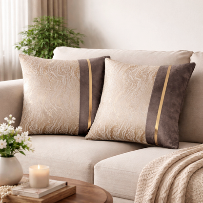 Marble Jacquard Color Block Cushion Cover, 16x16 inch