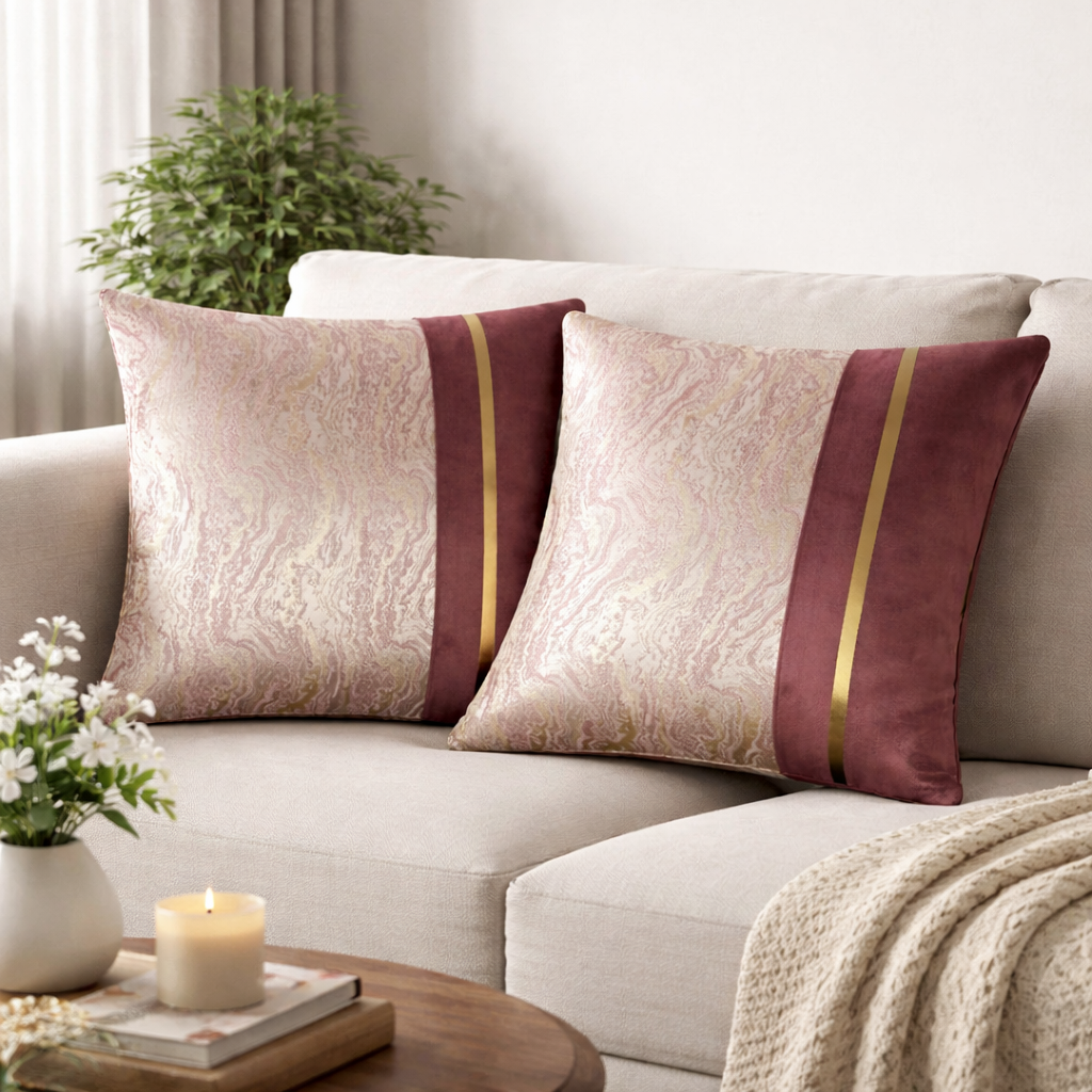 Marble Jacquard Color Block Cushion Cover, 16x16 inch